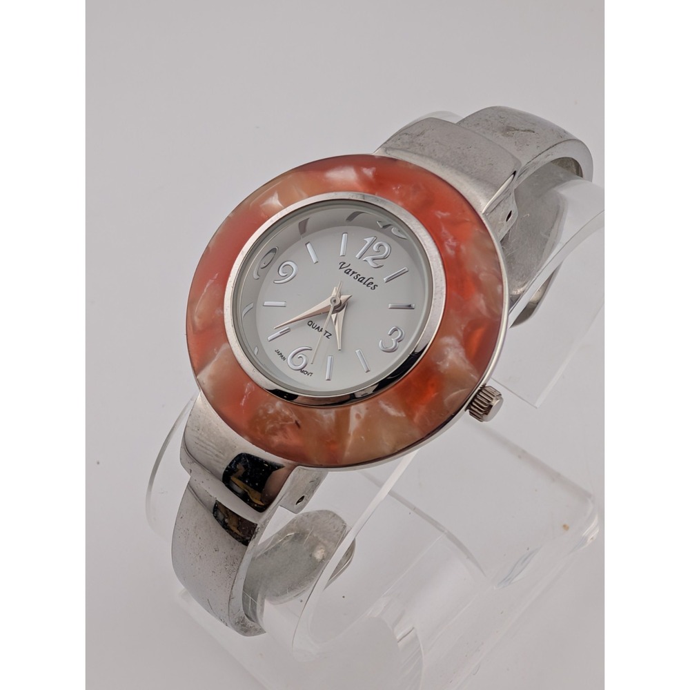 Versales Watch Women 34mm Case Pink/White Enamel Bezel Bangle Band New Battery - Picture 3 of 7